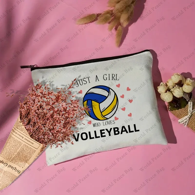 1 pc just a girl who love Volleyball pattern Makeup Bag,Makeup Bag for Teen Girls Sister Birthday Gift IdeasTeen Gifts 5