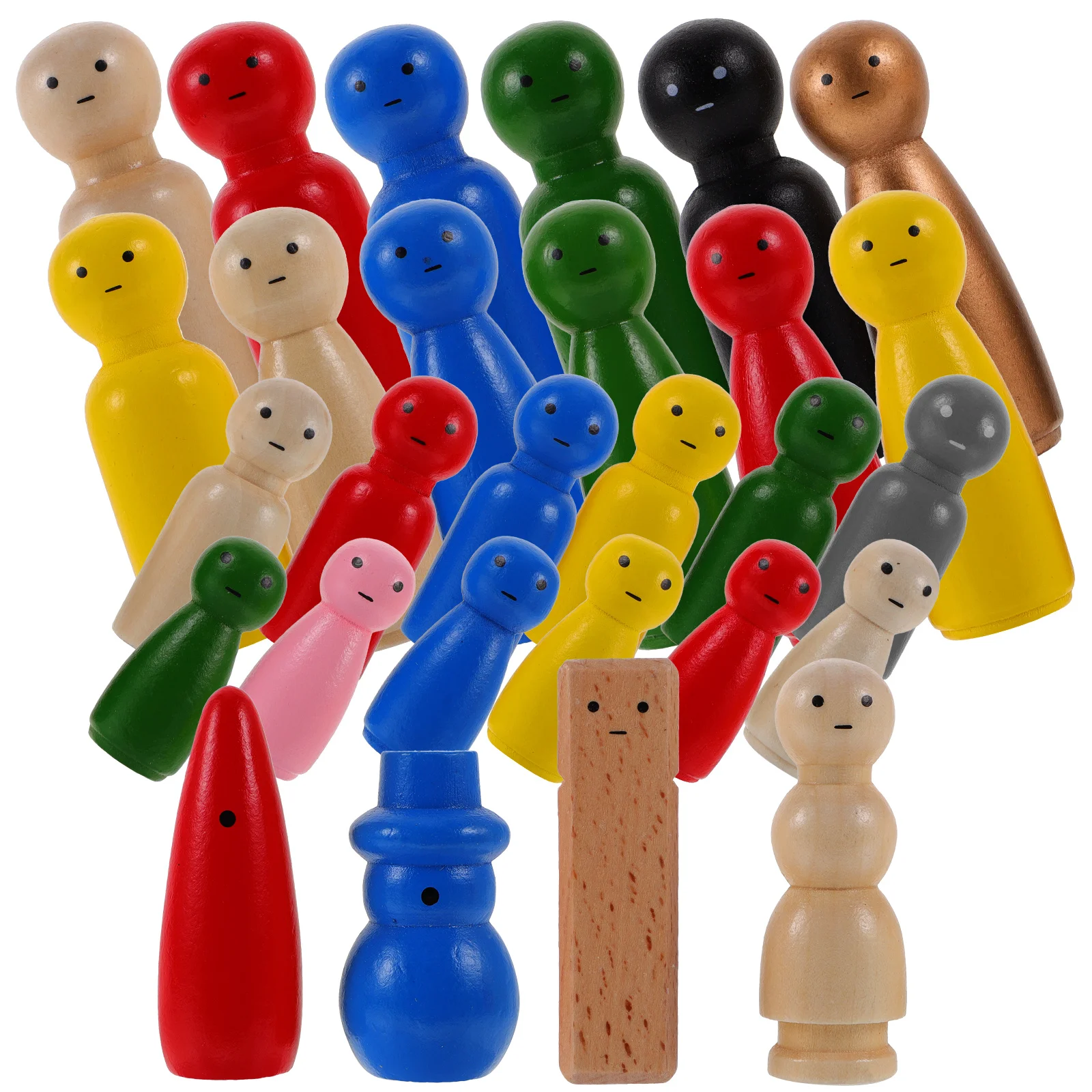 

28 Pcs Wooden Ornaments DIY Crafts Peg People Pegs Toy Figures Kids Painting Toys Graffiti Unfinished