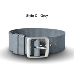 Durable Fluoro Rubber Sport Watch Band - Premium Military - Style One Piece Strap - 21mm (C Grey)