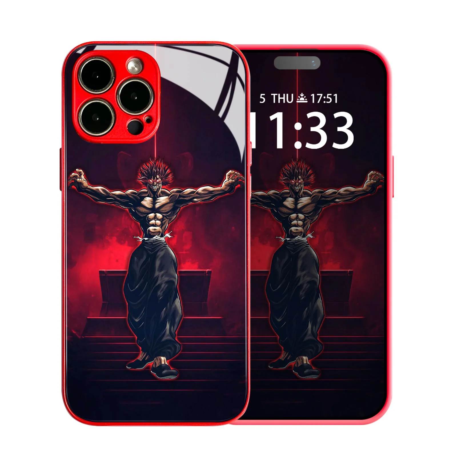 Red Anime Colors Manga Tpu Vetro Temperato Yujiro Hanma Custodia Per Telefono Per Iphone 15 14 11 Pro Max 7 8 15 Plus 12 13 Mini Xr Xs