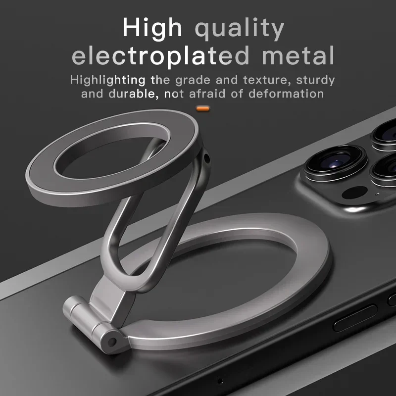 MagSafe Finger Ring Holder Double-Sided Magnetic Foldable 360° Rotating Phone Stand Strong Magnet Grip Support for IPhone 14 15