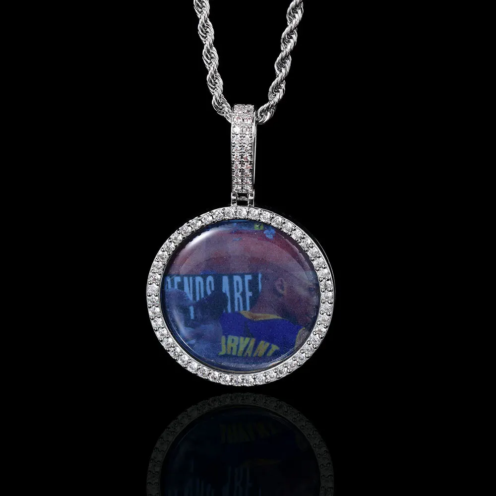 Hip Hop Photo Memory Medallions Necklace Men Round Sublimation Jewelry Blanks Custom Picture Pendant