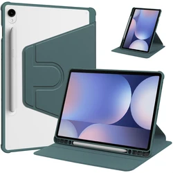 Enhanced Rotating Acrylic Flip Stand Cover with Pen Holder for S10 Plus (12.4 inch) (Dark green)