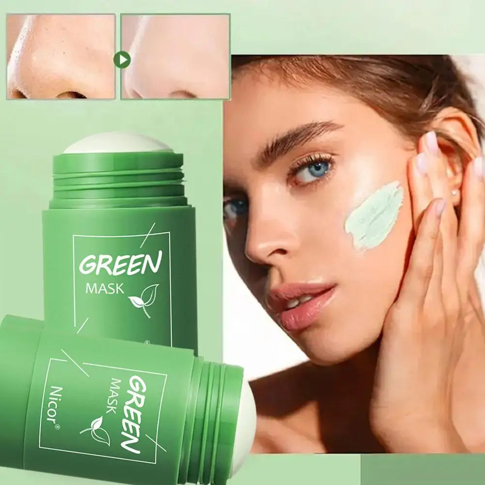 Green Tea Remove Blackheads Acne Deep Cleansing Purifying Clay Moisturizing Control Mask Oil Solid Skin Care Mask O6H9 green tea face mask stick deep cleansing oil control anti acne moisturizing purifying clay whitening beauty products skin care