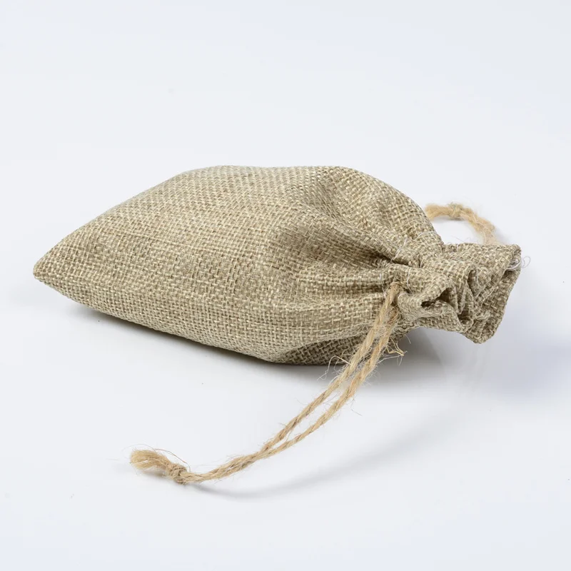 10/20 Pieces Jute Drawstring Bags with Kraft Paper Cards for Wedding Candy New Year Christmas Party Favors Package Linen Pouches 5