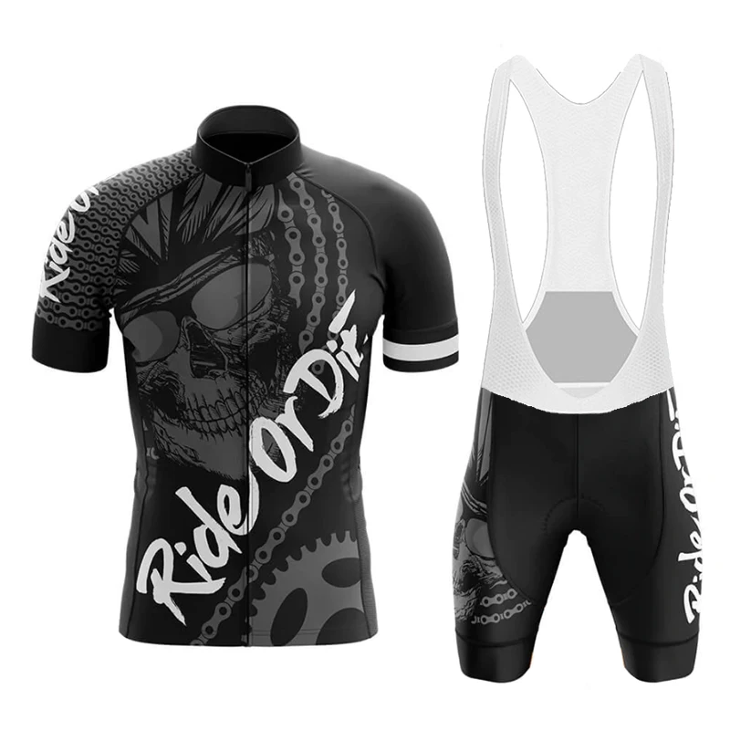 

Skull Print Cycling Jersey Set Team Mens Cycling Clothing MTB Bike Wear Summer Breathable Bicycle Uniform Maillot Ropa Ciclismo