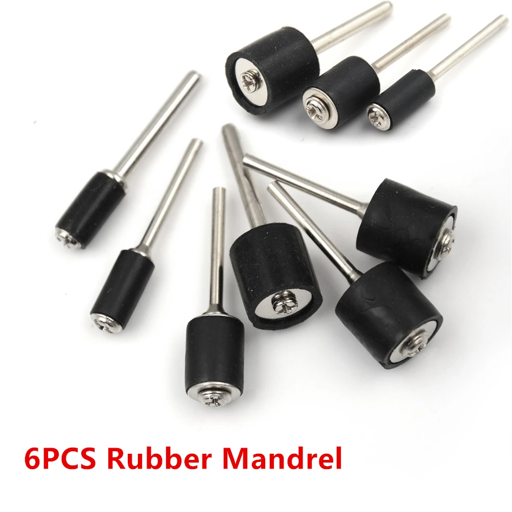 

6pcs Rubber Mandrel 1/8 1/4 inch Grinder Drum Sanding Sandpaper Circle Kit Polishing Nails For Dremel Rubber Drum Mandrel