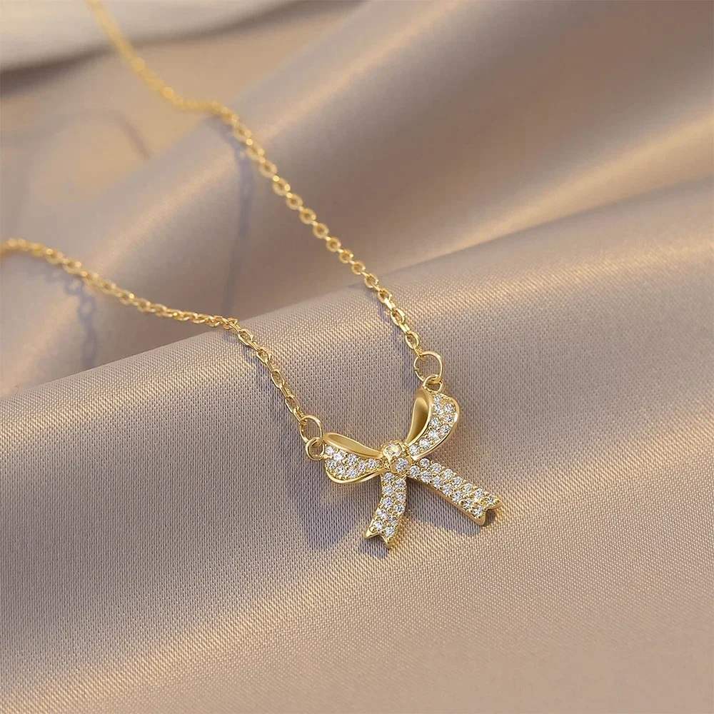 رائعة النحاس مطعمة زركونيا القوس قلادة قلادة للنساء الفتيات الحلو سلسلة الترقوة الزفاف مجوهرات الزفاف اكسسوارات 1 رائعة النحاس مطعمة زركونيا القوس قلادة قلادة للنساء الفتيات الحلو سلسلة الترقوة الزفاف مجوهرات الزفاف اكسسوارات 1