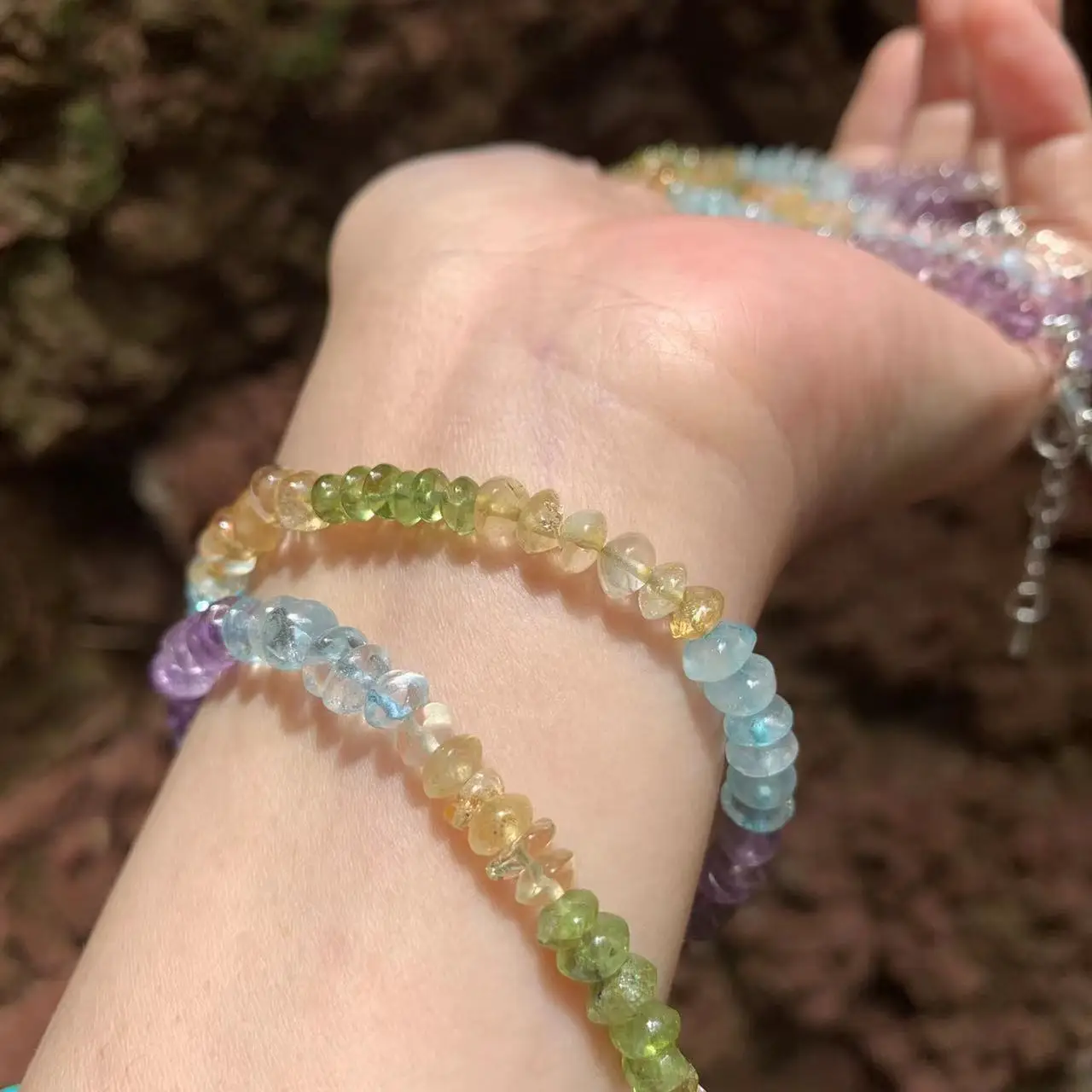 Natural Citrine Aquamarine Amethyst Peridot Bracelet Irregular