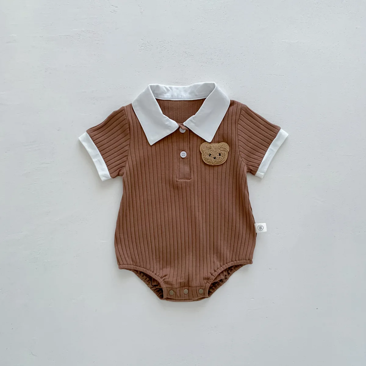 2023 abbigliamento per bambini estate nuovo cartone animato orso neonato pagliaccetto tuta a maniche corte in cotone lavorato a maglia - immagine 4