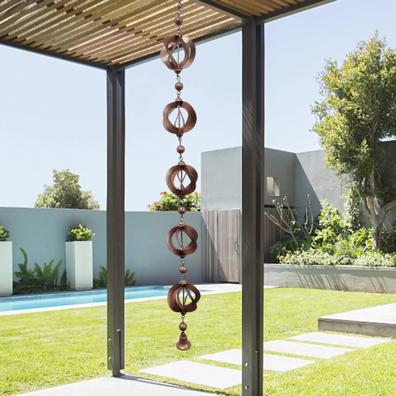 Rain Chains for Gutters Outdoor Hanging Rain Collector Cups Drainage 112cm Length Display Gazebos Awnings Backyard Roofs