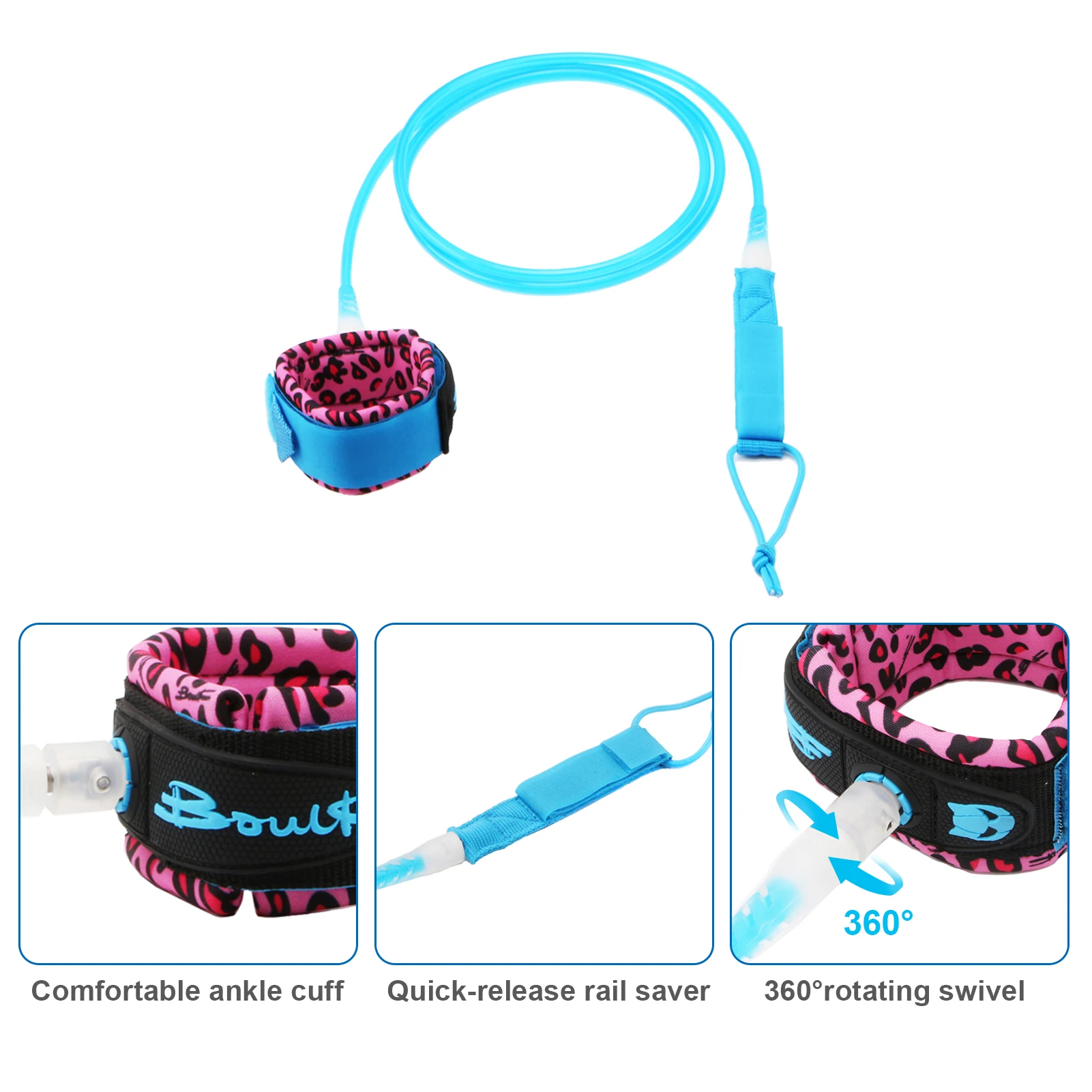 Surfboard Foot Leash TPU Stainless Swivels 7mm Thick 6ft/8ft Longboard Foot Rope Surf Leg Rope surfboard strap surfboard leash