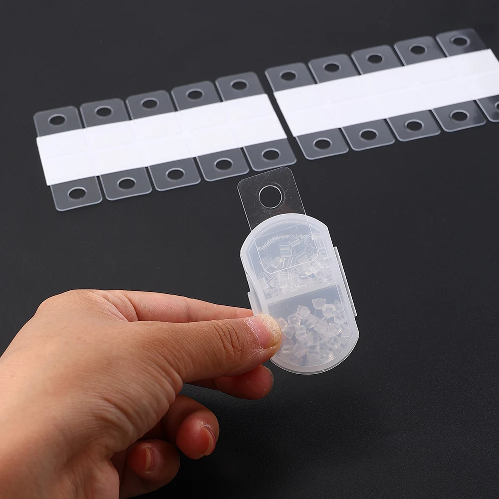 iYOE 50/100pcs 20*35mm Plastic Transparent PET Round Hole Wall Mount Hooks, Easy Install Adhesive Hangers for Hanging Items Wall