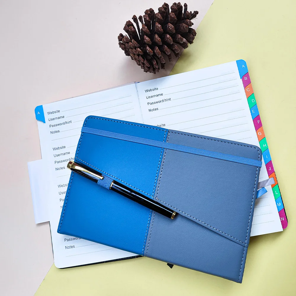 A5 Website Password Notebook with letter label Binding solid color hard-faced English address book Telephone book record