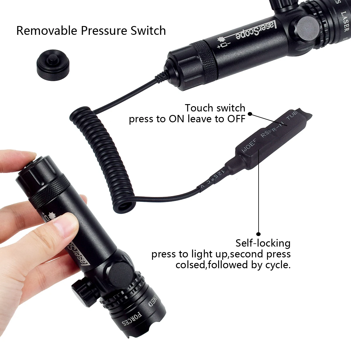 Tactical Hunting Red Green Dot Laser Pointer Sight 20mm Rail 25.4mm Scope Ring Riser Mount Pressure Switch Mount