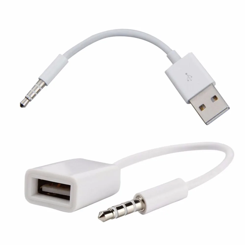 USB 2.0 Charger Interface Male to 3.5mm Jack Audio Male Adapter Cable + 3.5MM AUX to USB 2.0 Female Converter Cable