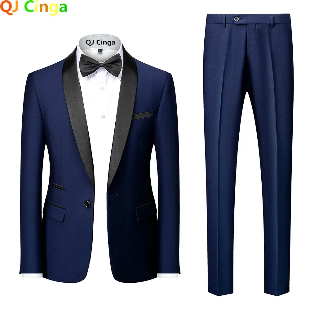 Men 2 Pieces Formal Suit Business Men Clothing Asian Size
