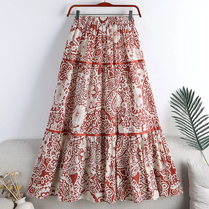 Pleated Skirts Women Spring Autumn Skirt High Waist Print Midi Skirts Womens Velvet Skirt Maxi Long Skirts Femme Faldas Mujer maxi skirt