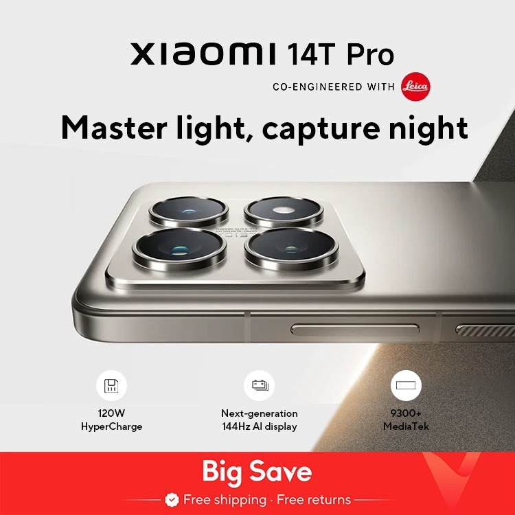 Global Version Xiaomi 14T Pro 5G Global Version 50MP Leica Camera MediaTek Dimensity 9300+ 6.67'' 144Hz AMOLED 120W HyperCharge