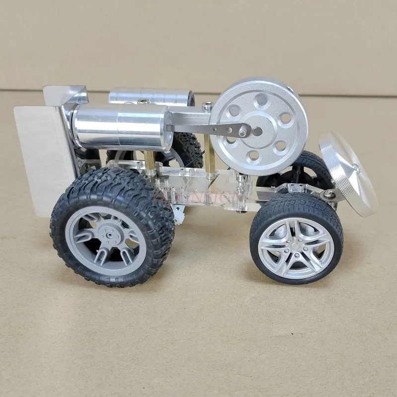 스털링 엔진 자동차 모드 증기차 마이크로 발전기 미니 엔진 DIY 조향 트롤리 물리 실험 교육용 장난감