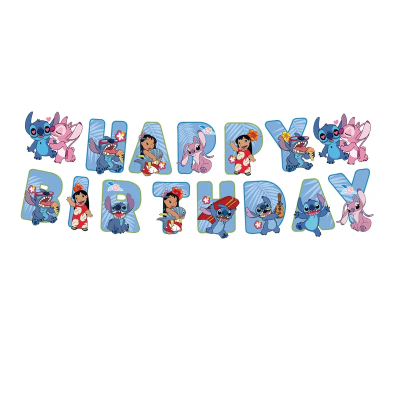 Nueva decoración para fiesta de cumpleaños de Stitch, Lilo & Stitch, servilletas de papel azul cielo, platos, vasos, vajilla, telón de fondo, globos, suministros para baby shower