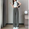 Women Suit Pants Lady Baggy High Waist Wide Leg Solid Color Trousers Female Designer Straight Leg Mom Classic Office Pant Slacks 3