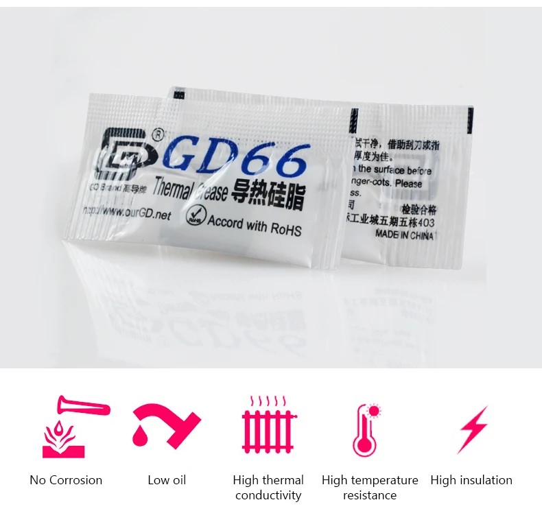 Description Picture 3 of itemThermal Paste Gray GD66 1000pcs LED Lamp Cooling Accessories CPU Processor Radiator Thermal Paste Compound VGA Heat Dissipation