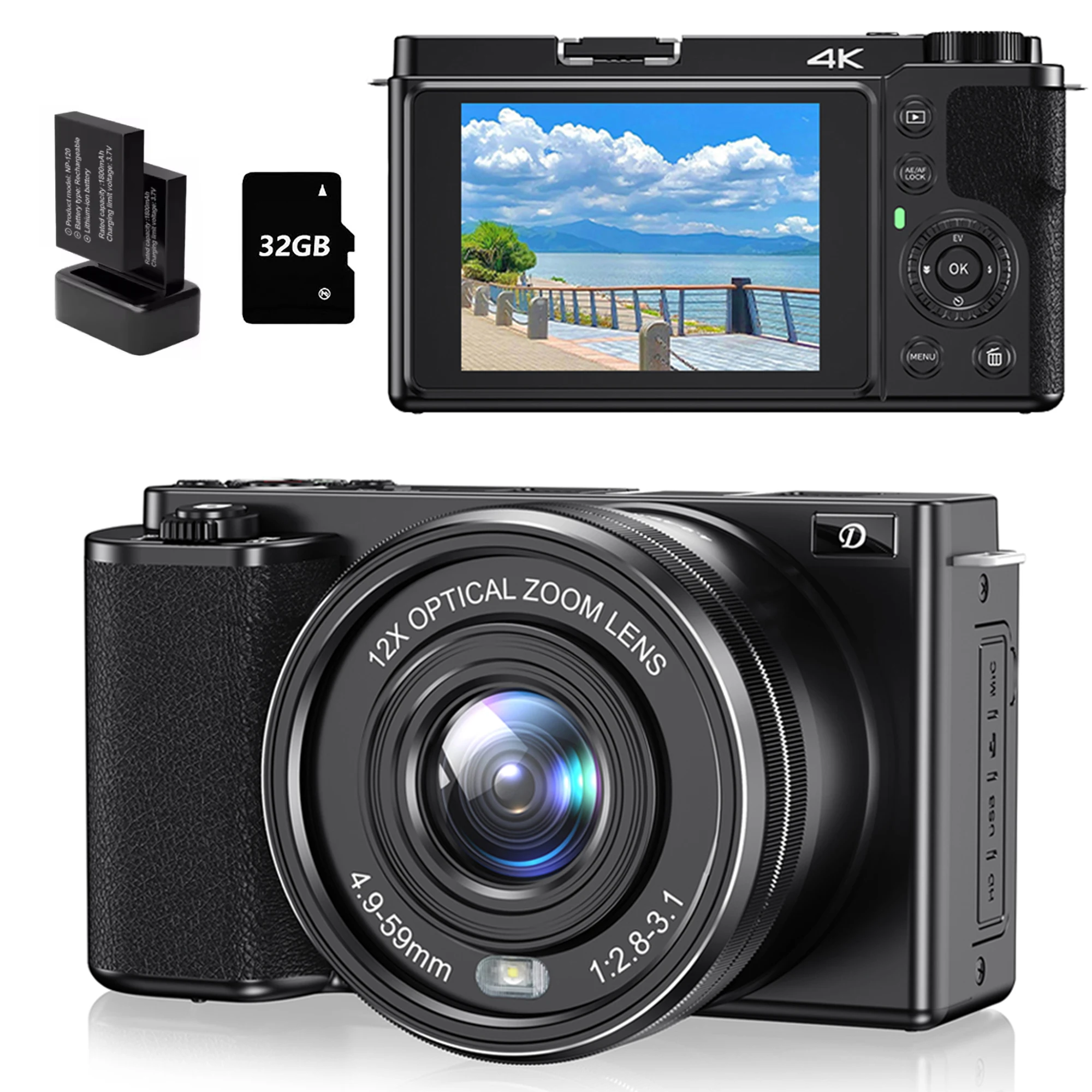 64MP HD Digital SLR Camera For Photography 12X Optical Zoom Camera