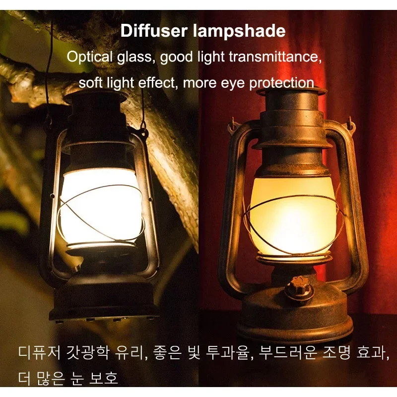 Set di 2 lanterne a LED vintage, ricaricabili USB, 4 modalità, dimmerabili, per esterni, con effetto fiamma, per giardino, terrazza, soggiorno, balcone
