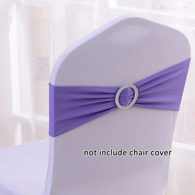 Housses de chaise extensibles en Lycra et Spandex, 50 pièces/lot, bandes avec boucle coulissante pour décorations de mariage, vente en gros, ceintures de chaise avec nœud 4