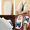 Woman Autumn Winter Shoes Butterfly Embroidery Cotton Slippers Non Slip Warm Indoor Floor Shoes Soft Plush Flat Home Slippers 3