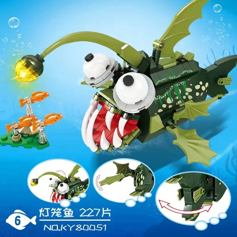 

City Creativity Ocean Animals Model Building Blocks Underwater World Sea Lantern Fish Seahorse Whale Turtles Bricks Kids Toys