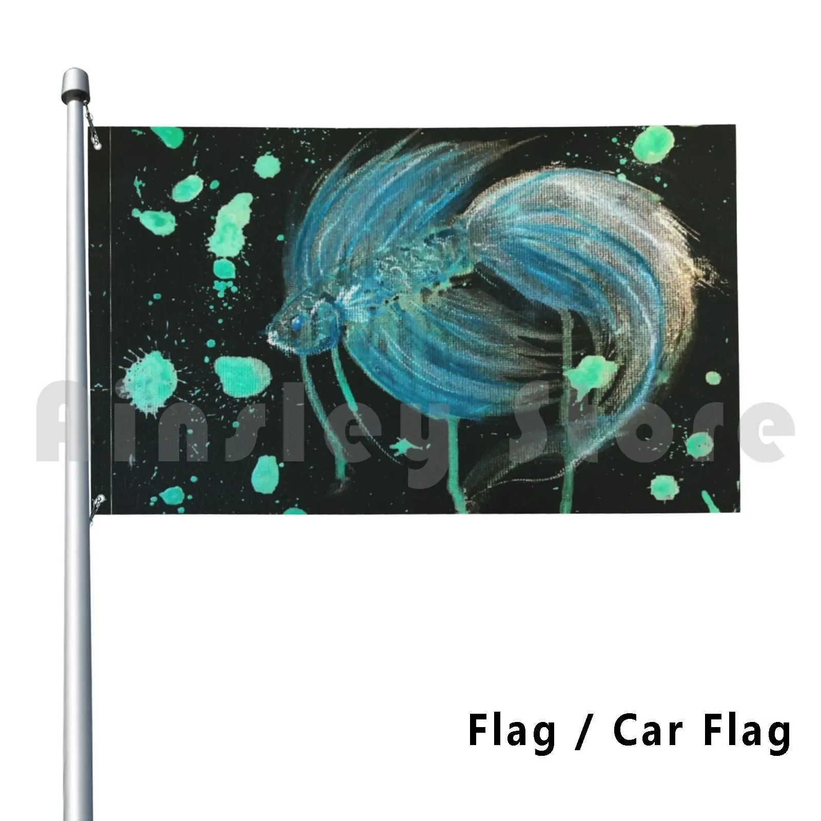 Bandiera Auto Bandiera Verde Splatter Betta 1984 Betta Pesce Betta Brillens Splatter In Drip Tradizionale