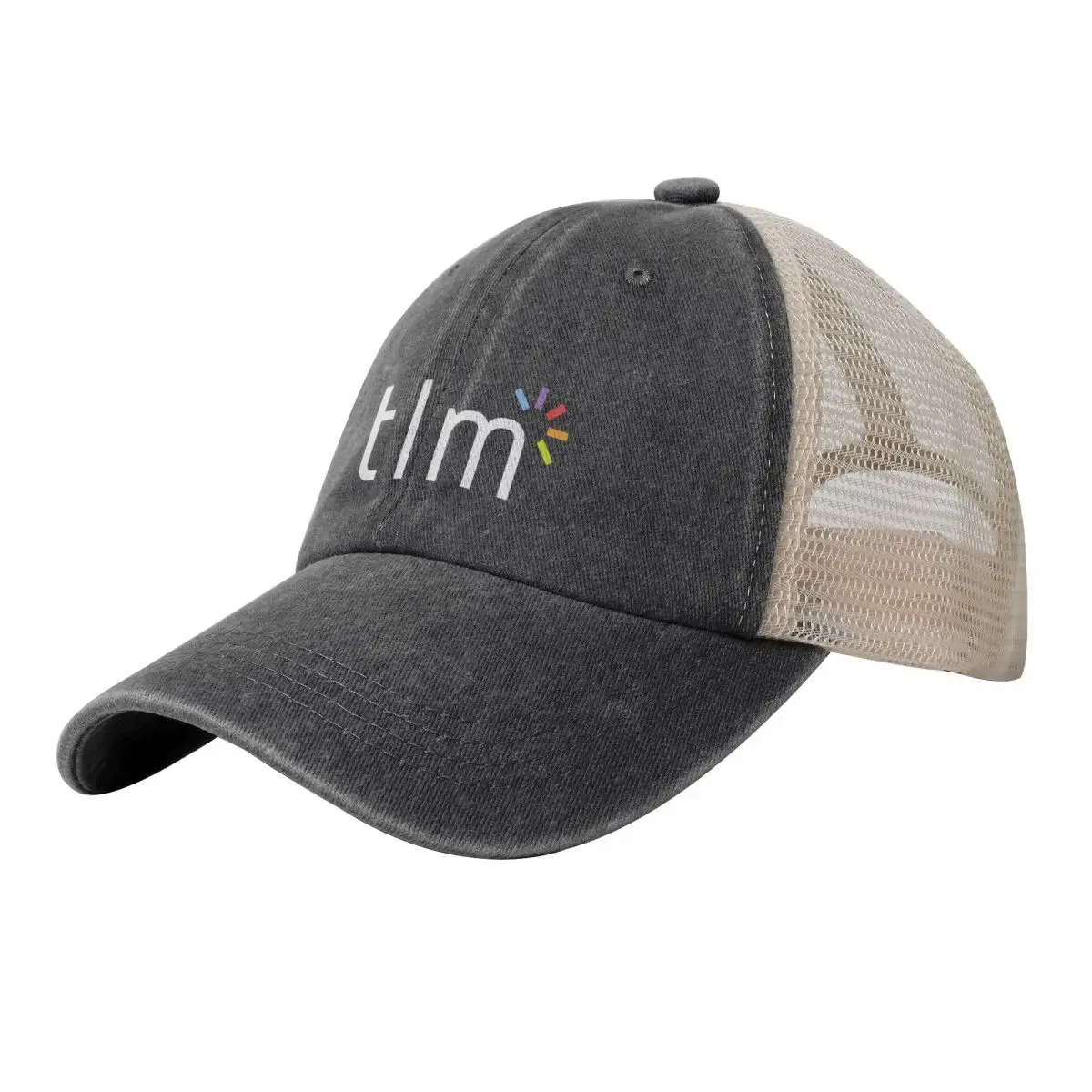 

tlm logotype Cowboy Mesh Baseball Cap Hat Beach funny hat Wild Ball Hat Women's Hats For The Sun Men's