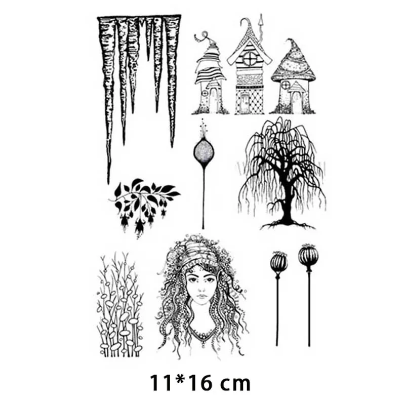 Fairy Forest Elf Plant Animals Clear Stamps Silicone Seal for DIY Scrapbooking Paper Photo Album Decorative Template