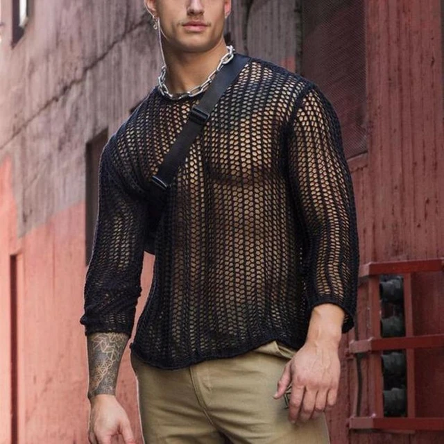 Long Sleeve Mesh Top Men | Long Sleeved Mesh Shirt | Mesh Long