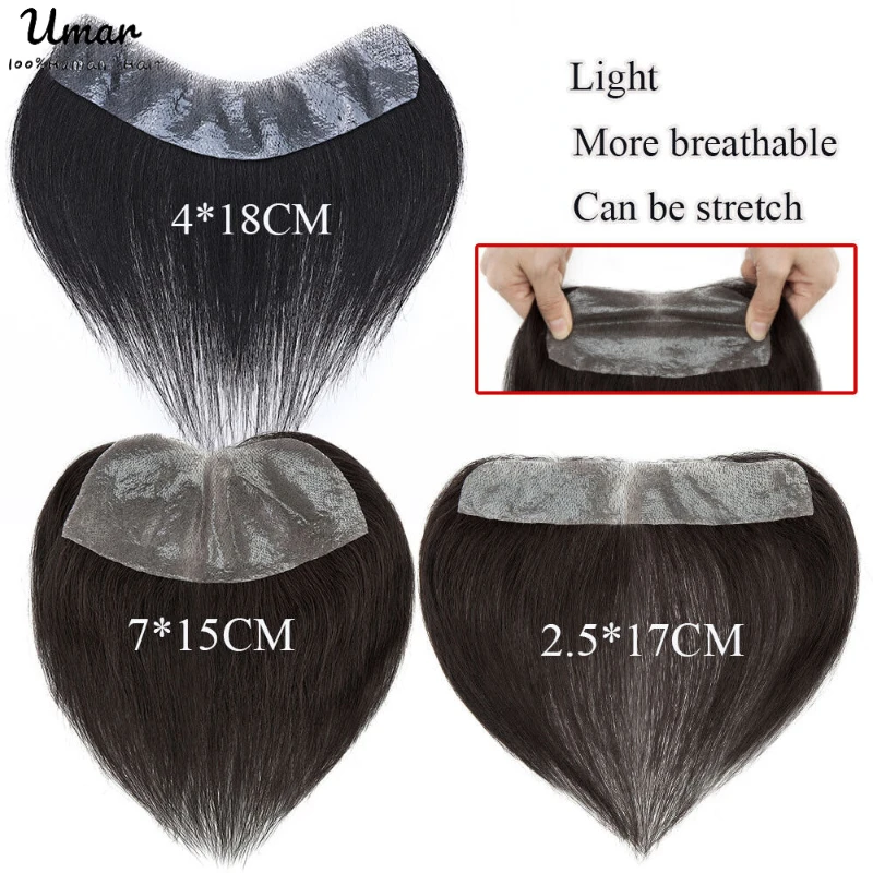 Thin Skin Base Natural Hairline  Front Men Toupee Human Hair Piece For Men V Style Front Toupee Wig Remy Hair