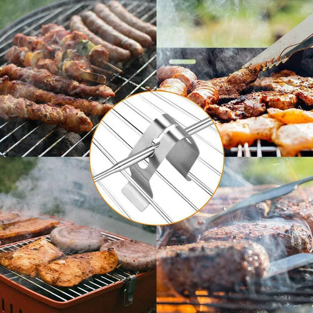 3pcs Stainless Steel Grill Clip Meat Thermometer Probe Clip Holder Ambient Temperature Readings BBQ Oven Grill Clip 3