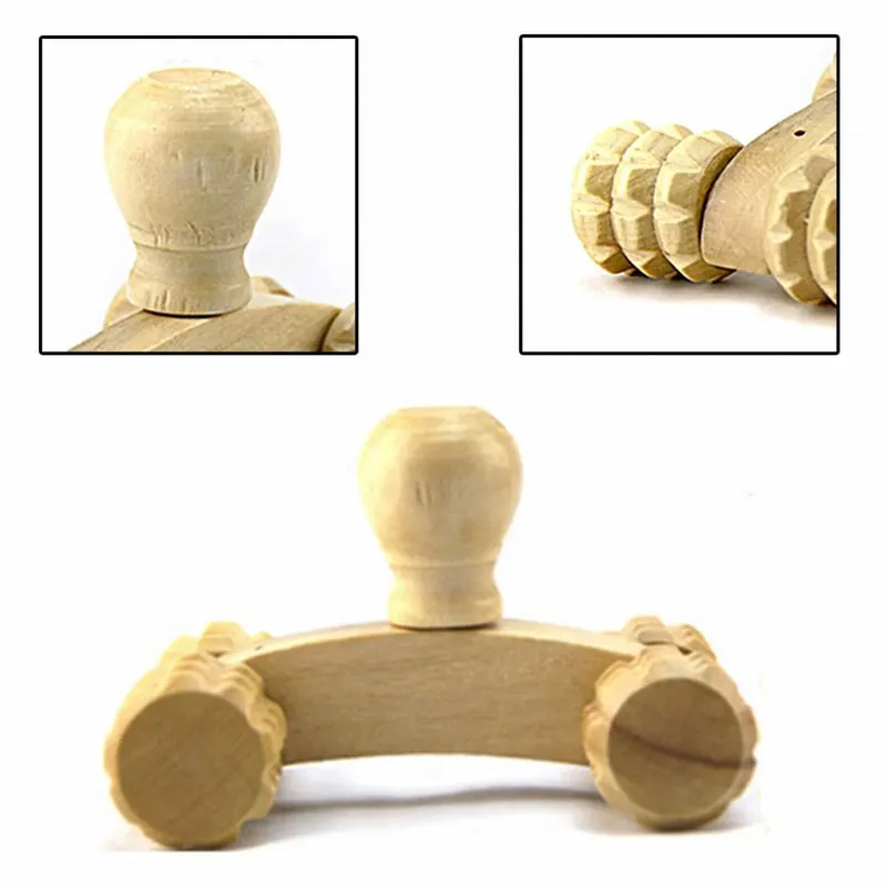 Tcare Solid Wood Full-body Four Wheels Wooden Car Roller Relaxing Hand Massage Tool Reflexology Face Hand Foot Back Body Therapy massage tool