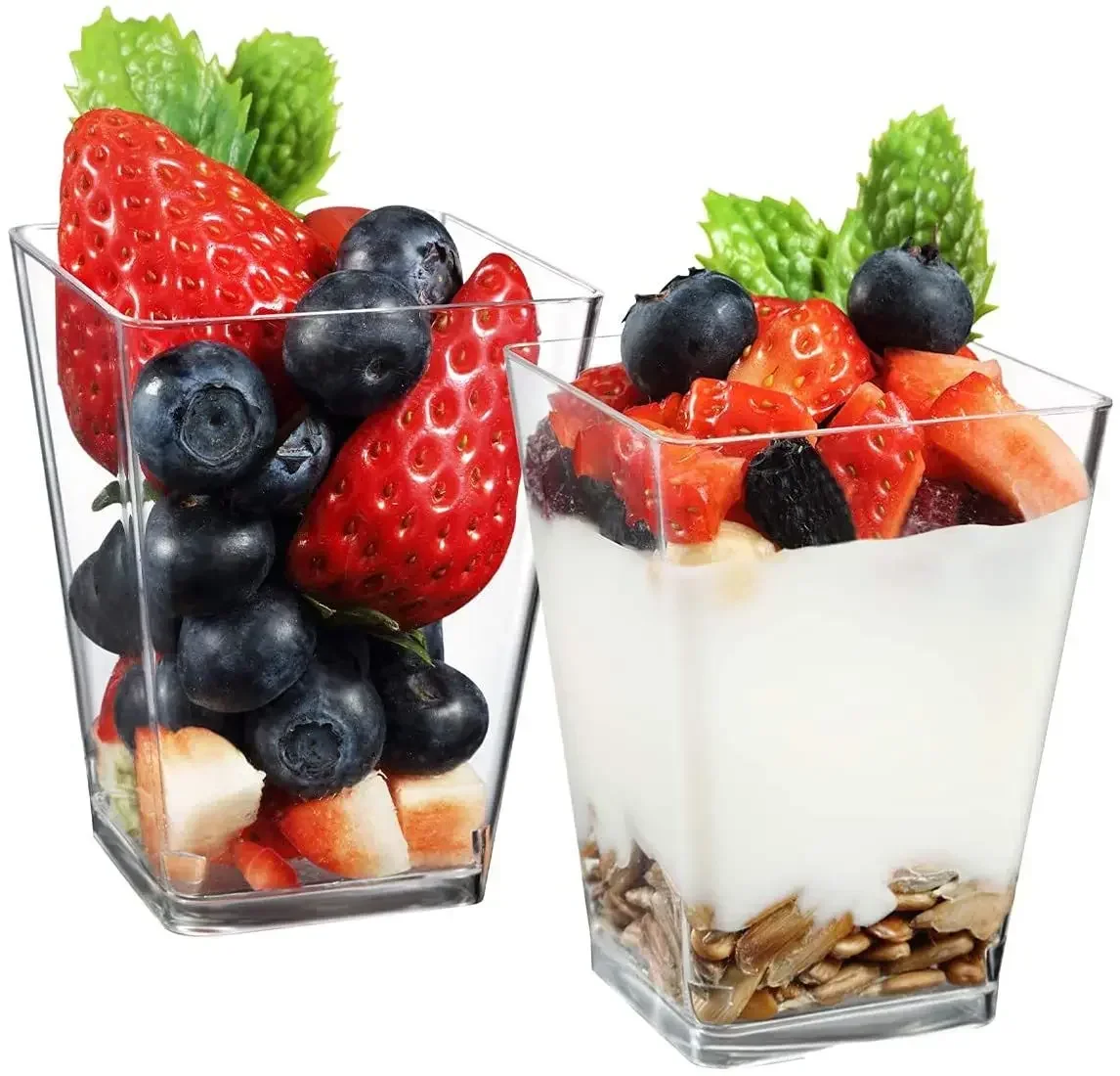 50Pcs Disposable Plastic Cups Ladder Shaped Pudding Dessert Cake Appetizer Jelly Yogurt Mousse Baking