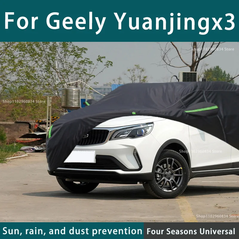 

For Geely Yuanjing X3 Full Car Covers Outdoor Uv Sun Protection Dust Rain Snow Protective Anti-hail Car Cover Auto Black Cover