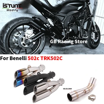 For Benelli 502c TRK502C Motorcycle Escape Moto Full System Motorcycle Exhaust Muffler Mid Pipe Modified Removable DB Killer
