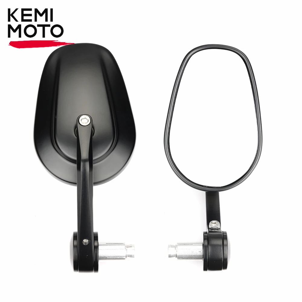 Oval DREAMIZER Universal Motorcycle Rear View Mirror Aluminum 7/8 10MM Handlebar Side Mirrors Black Compatible with Valkyrie Road Star V Star XVS XSR VRZ 1800 