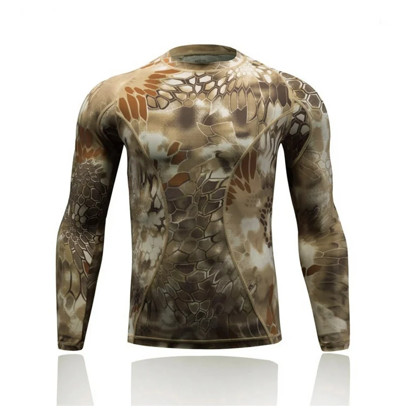 Quick Dry Compression Tactical Combat Shirt Camo Men Long Sleeve Outdoor Sport Hiking Hunting Base Layer T Shirts