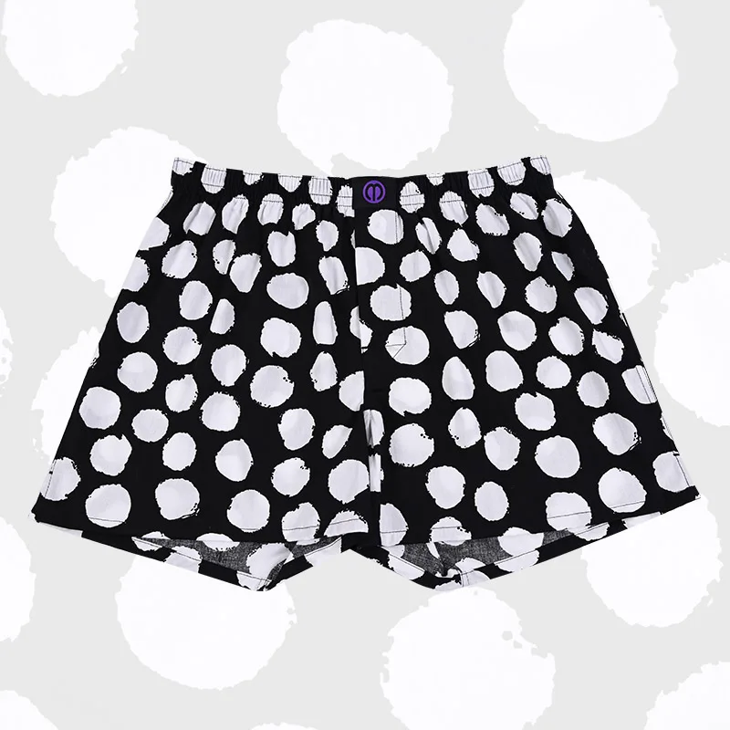 Pure Cotton Panties Black White Dots For Men And Women Pattern Comfortable Breathable Shorts For Home Leisure