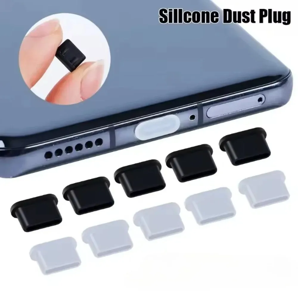 5/10pcs 유형 C 먼지 플러그 USB 충전 포트 보호 커버 블랙 화이트 실리콘 먼지 캡 충전 포트 전화 먼지 보호
