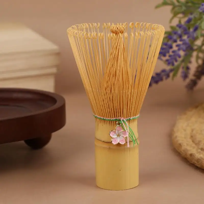 Japanese Ceremony Bamboo Chasen Matcha Green Tea Powder Whisk Tea Brush Kitchen Accessories Tea Tool With Cherry Blossom Pendant