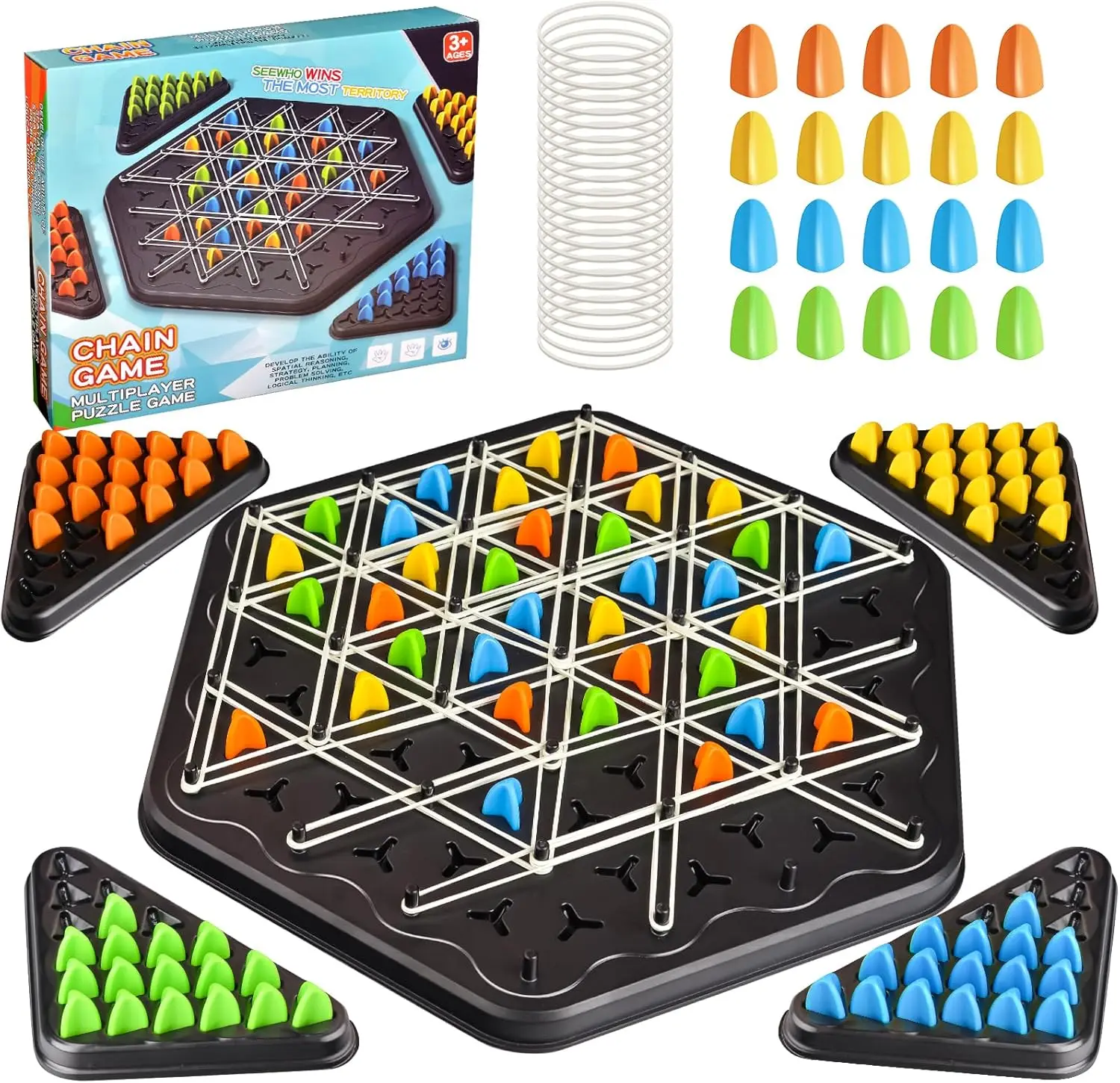 Chain Triangle Chess Game Triggle Rubber Band Board Game For Family Party Gift Chess Interactive Games For Kids Adults