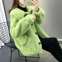 Women's Loose Short Lamb Velvet Jacket Autumn Winter New Style Korean Version Solid Color Fluffy Outerwear Female Coat