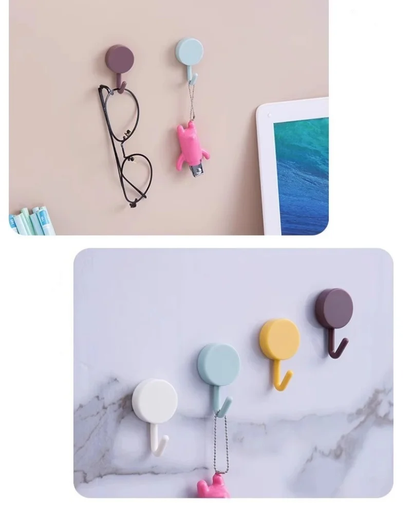 Description Picture 3 of item10PCS Self Adhesive Wall Hook Strong Without Drilling Coat Bag Bathroom Door Kitchen Towel Hanger Hooks Home Storage Accessories